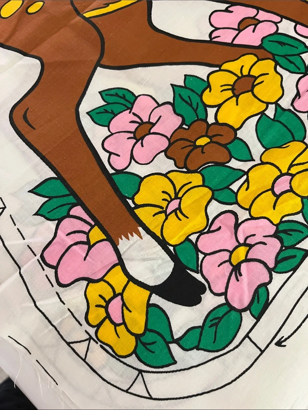 Vintage Disney Bambi Deer Pillow Panel - Brown & Yellow Fawn Print